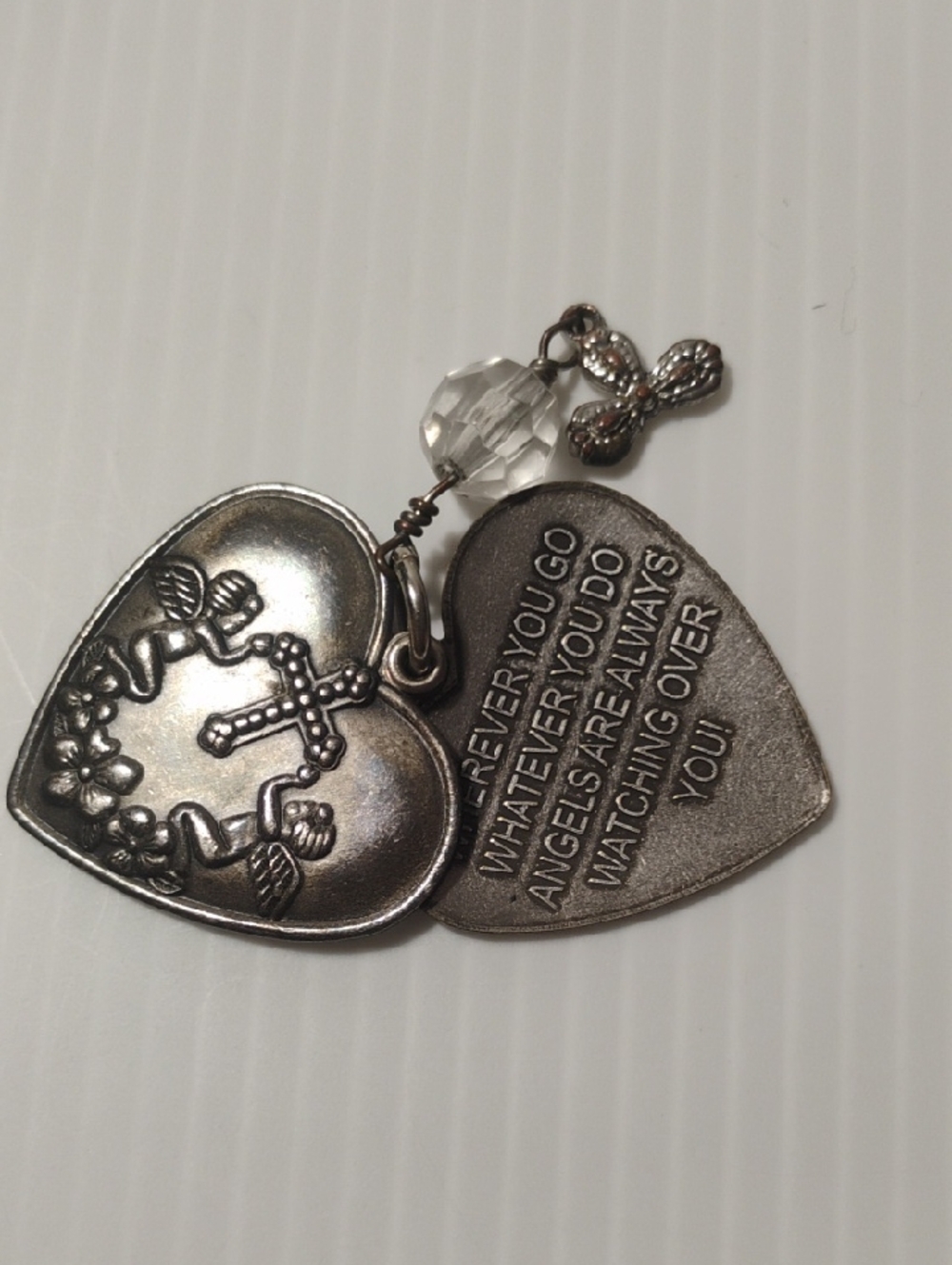Vintage Sliding Heart Pendant With Spiritual Message